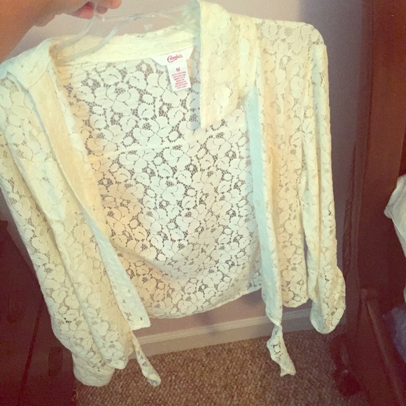 Cream lace button up!