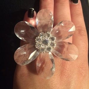 Statement rhinestone flower ring