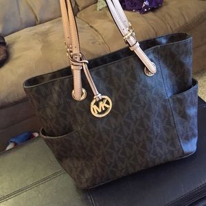 Michael Kors Brown Jet Set Logo Tote