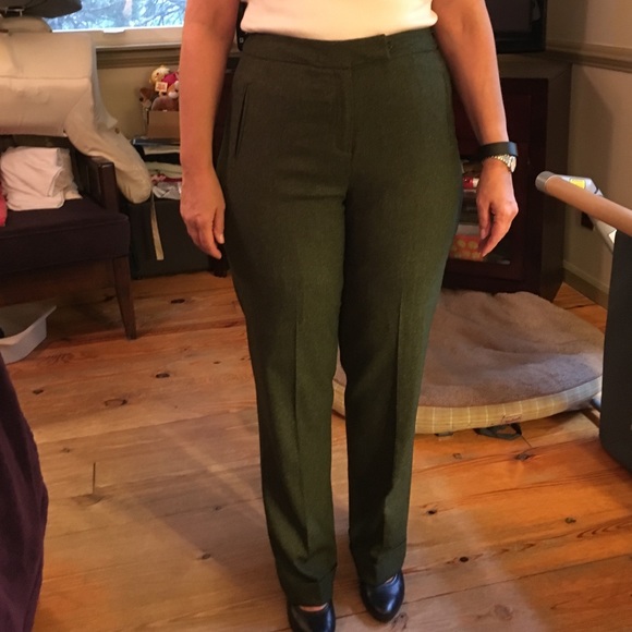 Olive green wool trousers