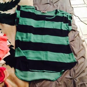 Dark blue and real strip blouse