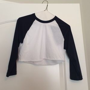 American Apparel cropped navy baseball tee