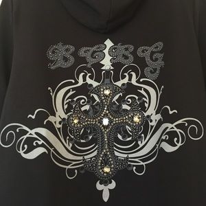 BCBG MAX AZRIA Black CROSS Hoodie. Size XL