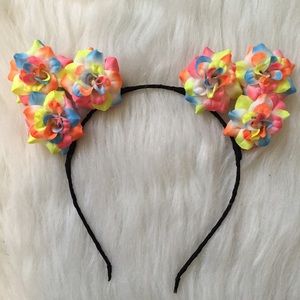 Floral cat ears rainbow flowers headband