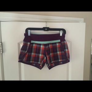 Size 4 Lululemon shorts purple and turquoise