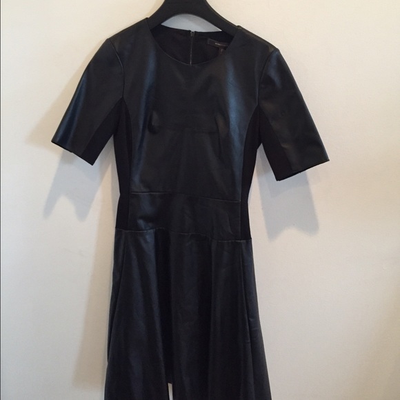 BCBG black leather dress