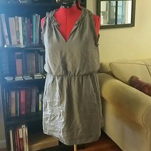 Gray Silk/Cotton Blend Sleeveless Dress