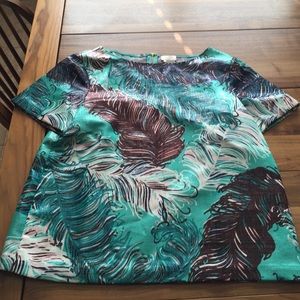 Kate Spade regal plumes jacquard top in poolblue