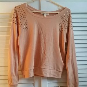 Sparkly peach crew neck