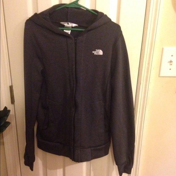 Dark grey north face full zip hoodie