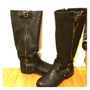 Black leather Guess Riding Boots