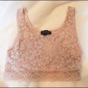 Tooshop light pink lace crop tank top