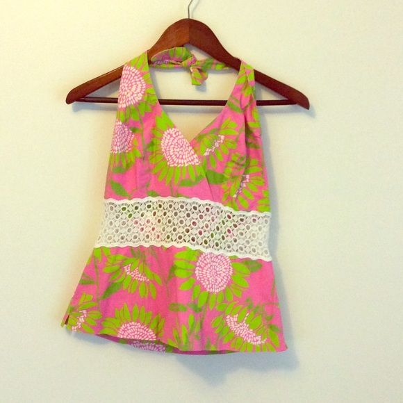 Sunflower Halter with White Crotchet Eyelet - Picture 1 of 1
