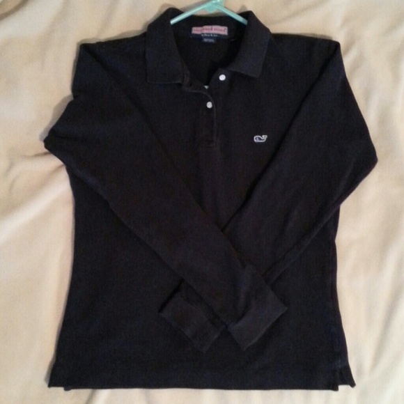 Vineyard Vines Long-Sleeved Black Polo Shirt (S) - Picture 2 of 4