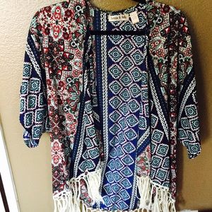 Boho fringe kimono