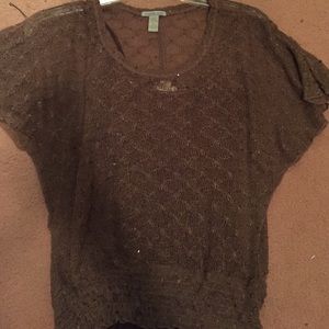 Brown, See through top.