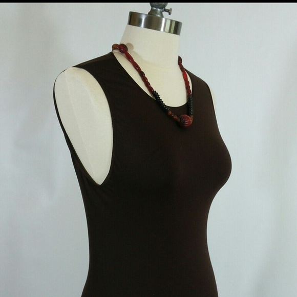 SALE Dark Brown Sleeveless Stretch Top - Picture 2 of 3