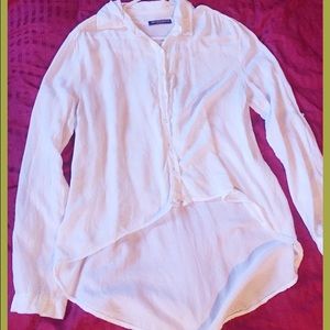 High low white button up blouse