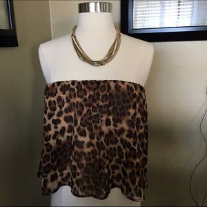 Leopard chiffon Tube Top