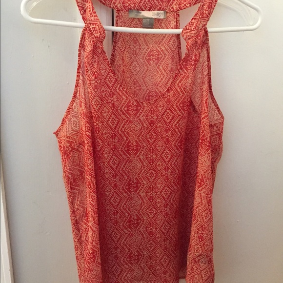 Forever 21 sheer red print sleeveless top