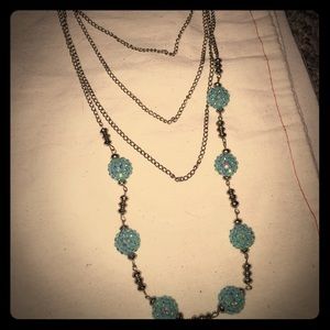 Teal "fire ball" necklace