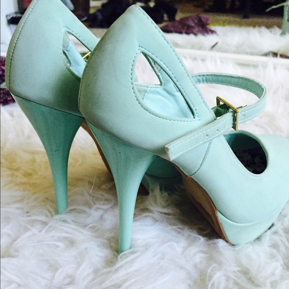 Turquoise Strap platform heels