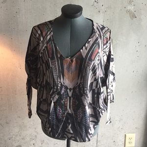 3/4 Length Printed Blouse