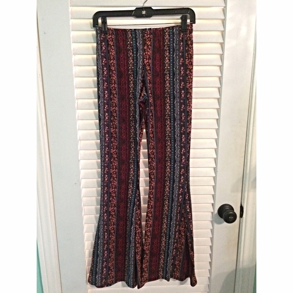 Pattern print bell bottom pants
