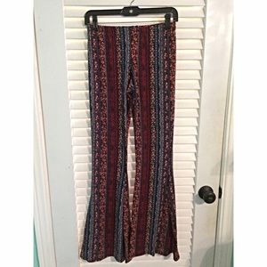 Pattern print bell bottom pants