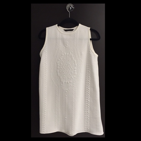 Zara Dresses & Skirts - Zara High-Neck Textured White Mini Dress