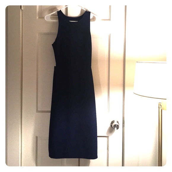 Open back navy dress