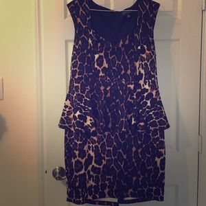 Plus size peplum leopard sheath dress