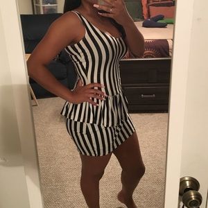 Forever 21 Black & White Stripped Peplum Dress