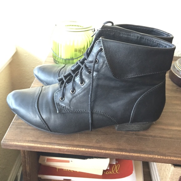 Black Lace Up Ankle Boots