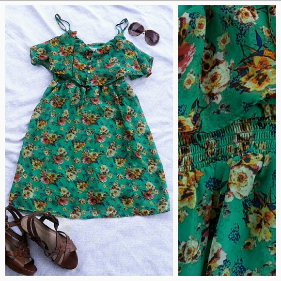 N.A Green Floral Mini Dress