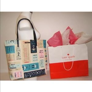 New Kate Spade Globe Trotter train tote purse bag