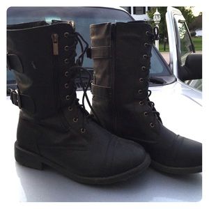 Black combat boots