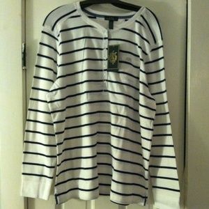 Classic b&w striped boat shirt 2X Lauren Jeans Co