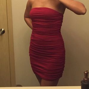 Express Red Strapless Dress