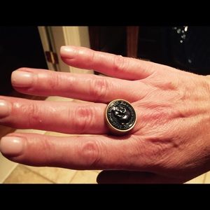 Alexander McQueen ring. Gold and gunite