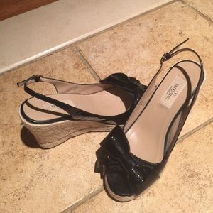 Valentino black patent leather wedge!