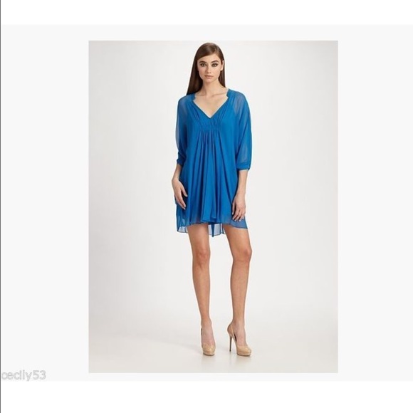 Blue fleurette dress - easily fits 8/10