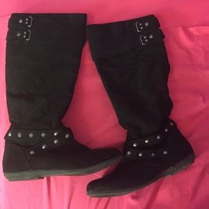 Studded knee high boots