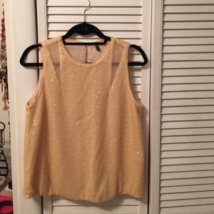Size M 7 For all mankind brand cream sequin top