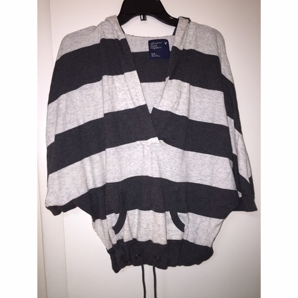 Dark & light gray stripped American eagle hoodie