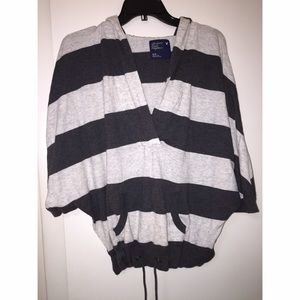 Dark & light gray stripped American eagle hoodie