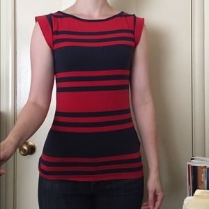 French Connection striped cap-sleeved tee