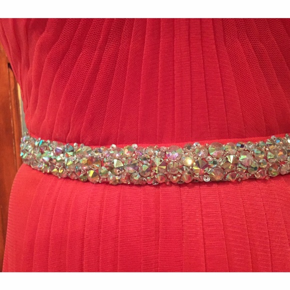 Coral Pink Sweetheart Strapless Prom Gown - Picture 2 of 2