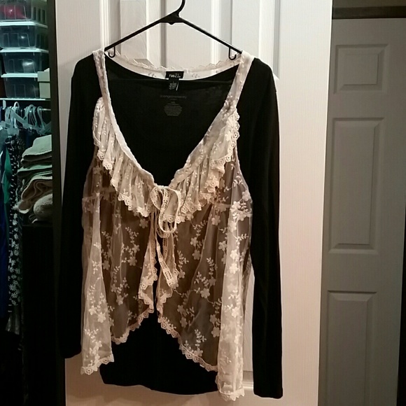 Lace tie front top