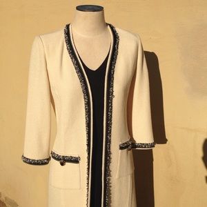 Fringe-Trimmed knit blazer & skirt